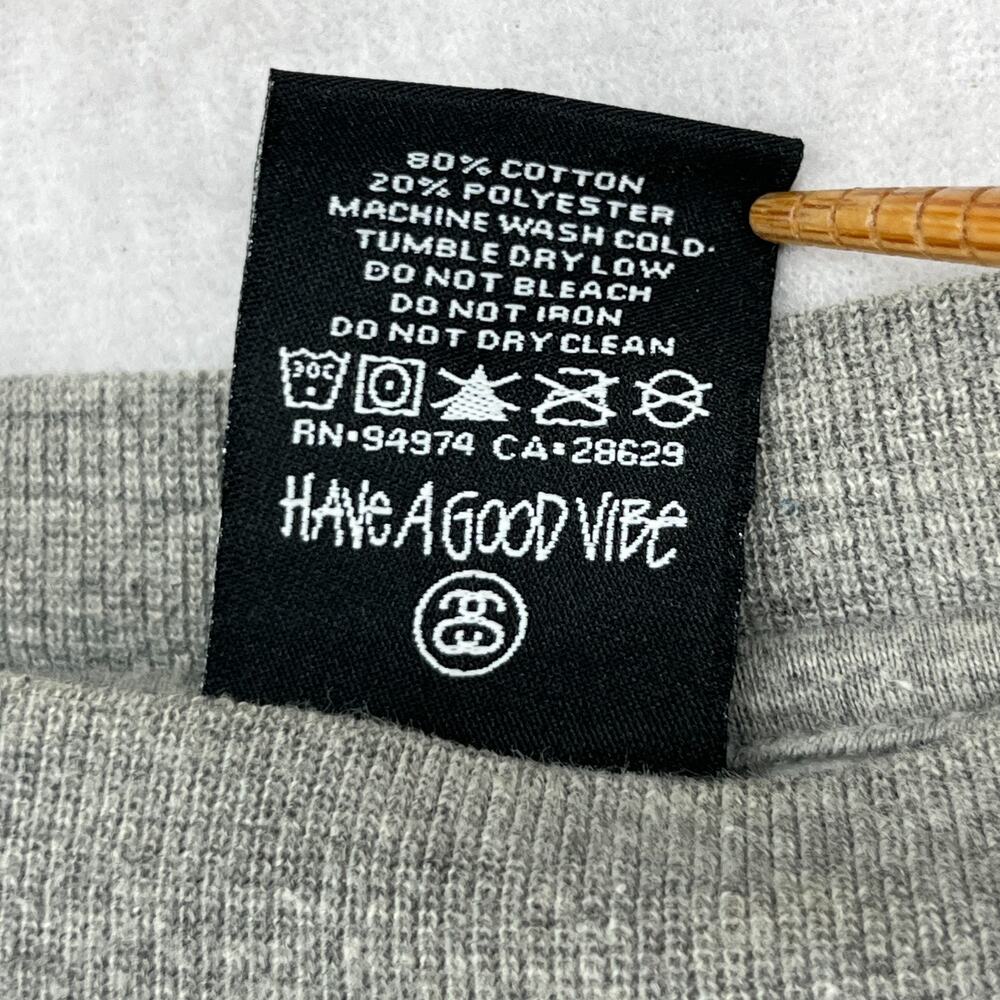 STUSSY Sweatshirt Mens 2XL State Crew Fleece Pullover Cotton Blend Gray USA VTG - Picture 9 of 14